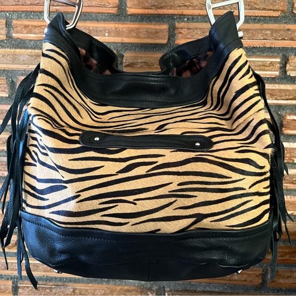 B. Makowsky Zebra print leather hobo NWOT - Picture 2 of 7
